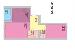 Продается 2-комнатная квартира 57 кв. м в Черкассах