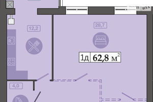 Продается 1-комнатная квартира 62.8 кв. м в Днепре