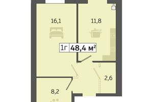 Продается 1-комнатная квартира 48.4 кв. м в Днепре