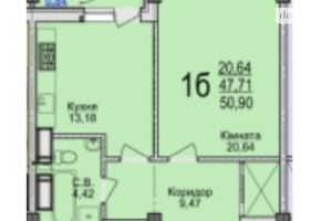 Продается 1-комнатная квартира 50.9 кв. м в Черкассах