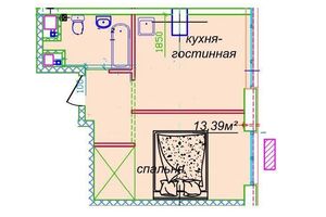 Продается 1-комнатная квартира 33.49 кв. м в Днепре
